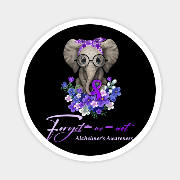 Forget me not Alzheimer's Awareness Elephant Flower Magnet by New Hights